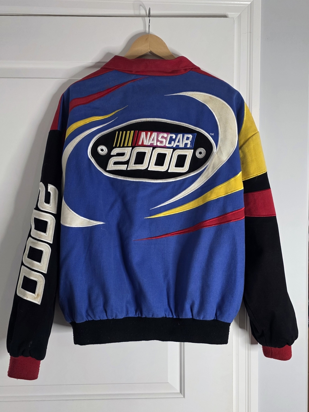 VINTAGE Y2K Nascar Blue Red Yellow Black '2000' Full Zip Up Jacket Size LARGE